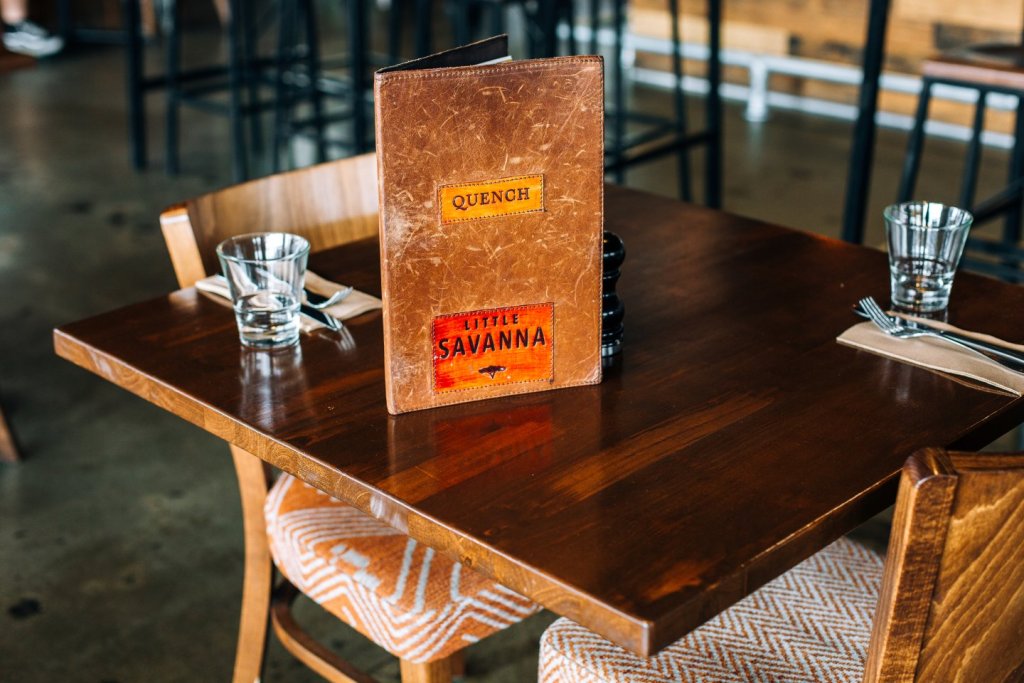 Table and menu at Little Savanna in Manawatu