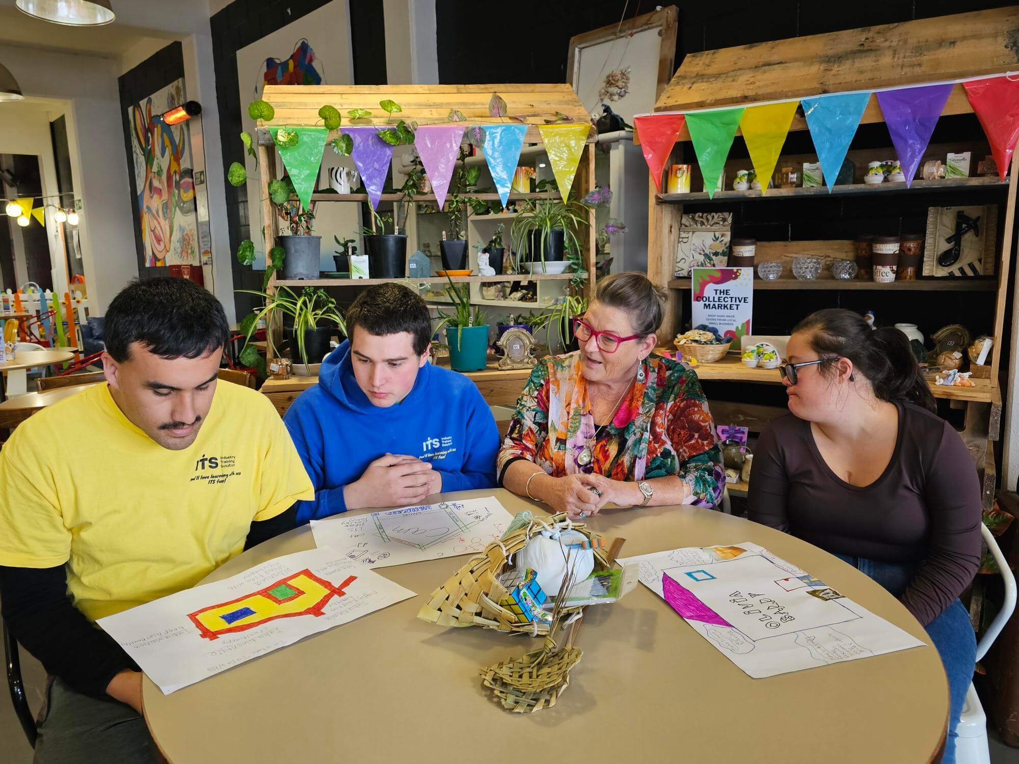 Poppy with NZCSL students korero about Te Whare Tapa Wha